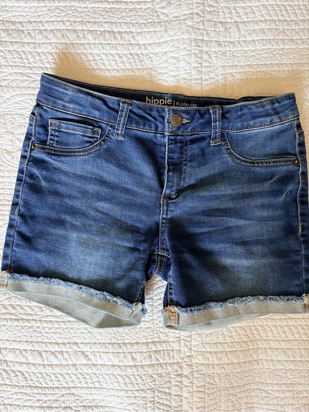 Hippie Rose Medium Blue Rolled Cuff Denim Shorts